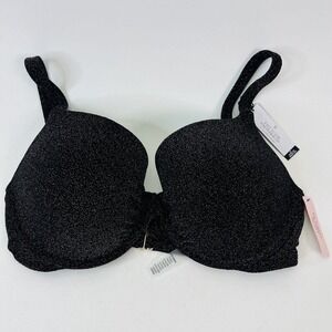 Victoria's Secret The Icon Push Up‎ Bikini Top Padded Bra 34DD Black